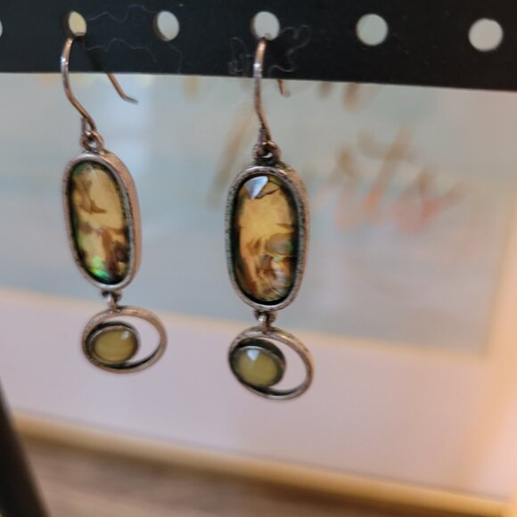 Glass silver tone earrings - Picture 2 of 2